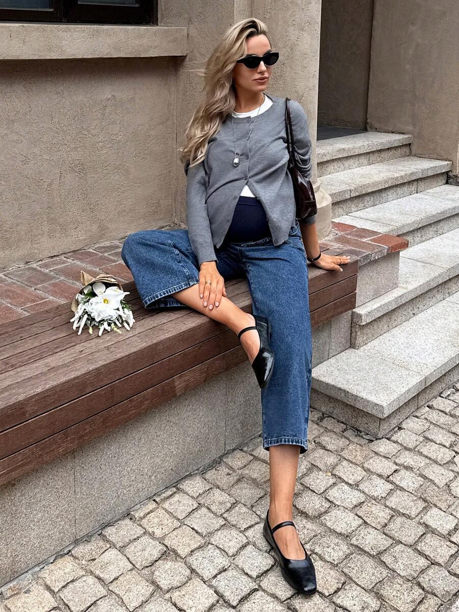 niebieskie ciążowe spodnie jeans