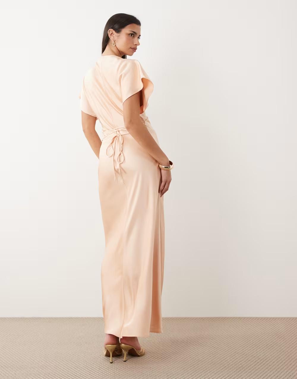 MAXI SUKIENKA KRÓTKI RĘKAW V-NECK