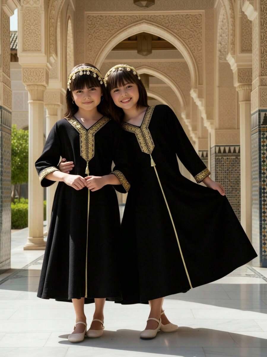 czarna sukienka abaya zdobienie