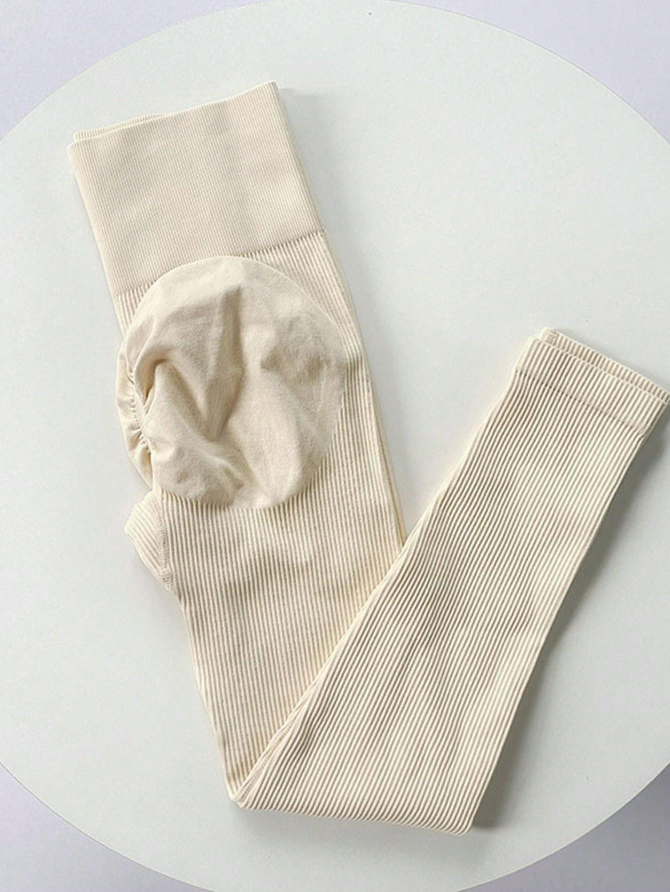 BEŻOWE LEGGINSY WYSOKI STAN