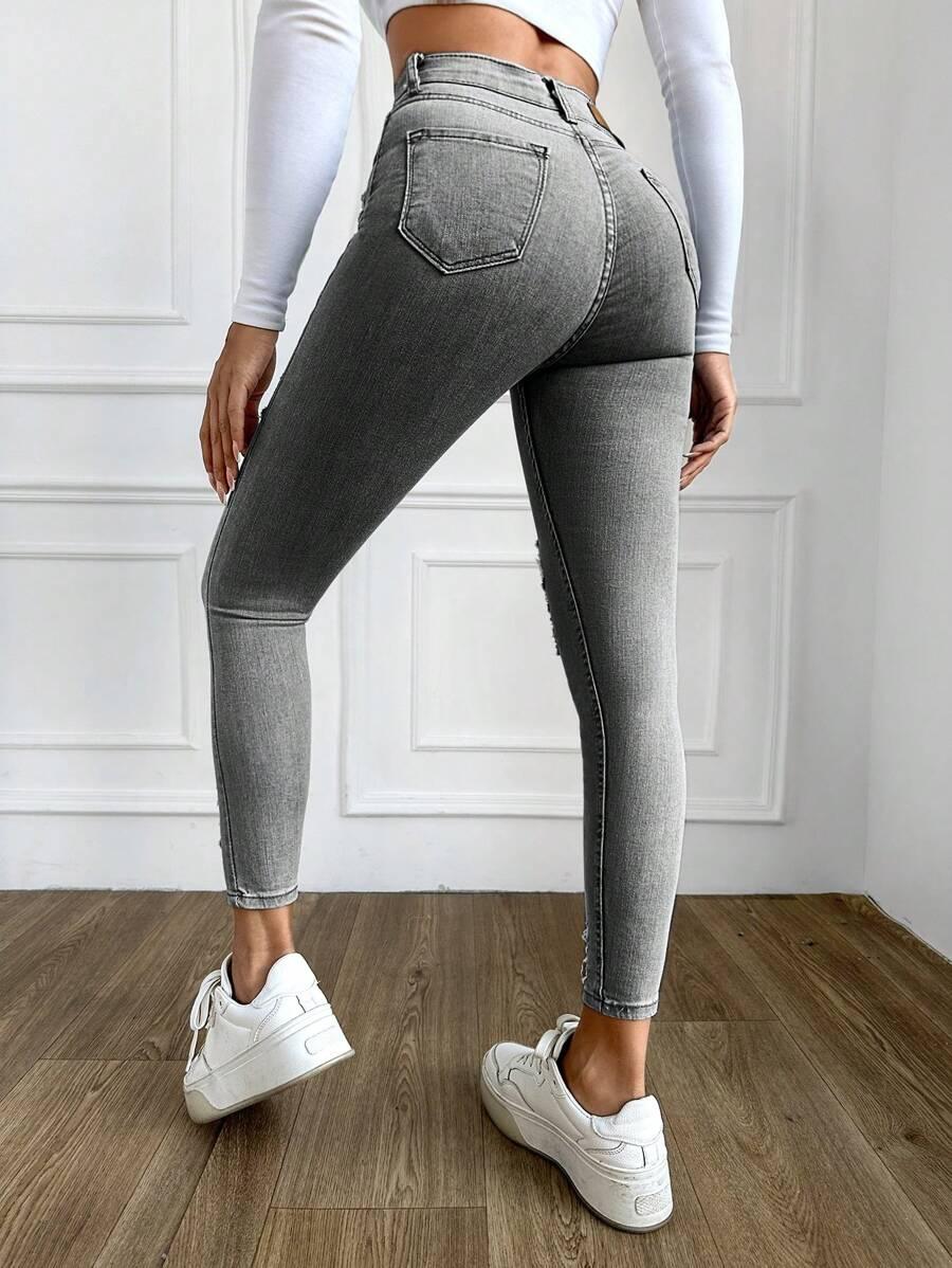 SZARE SPODNIE JEANS