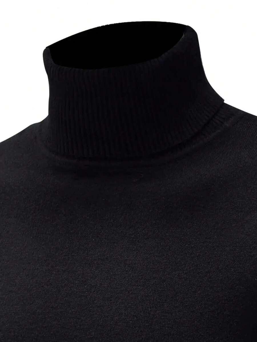 CZARNY DZIANINOWY SWETER