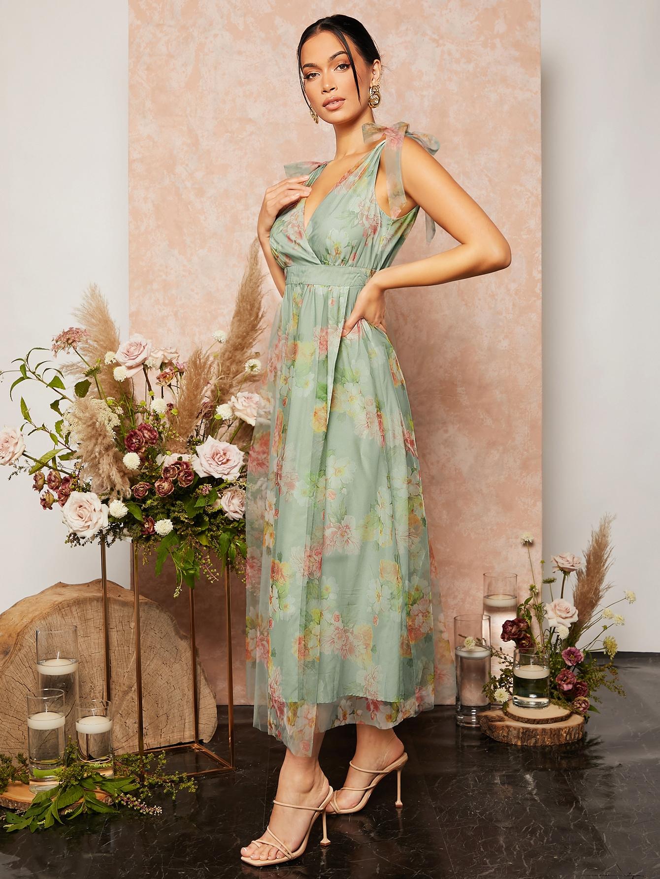rozkloszowana sukienka tiul siateczka kwiaty wzór