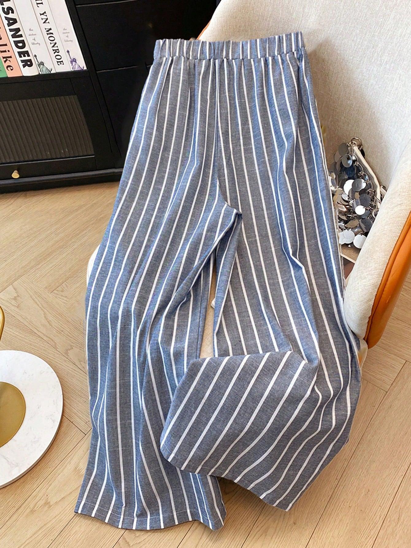 spodnie casual paski kontrast