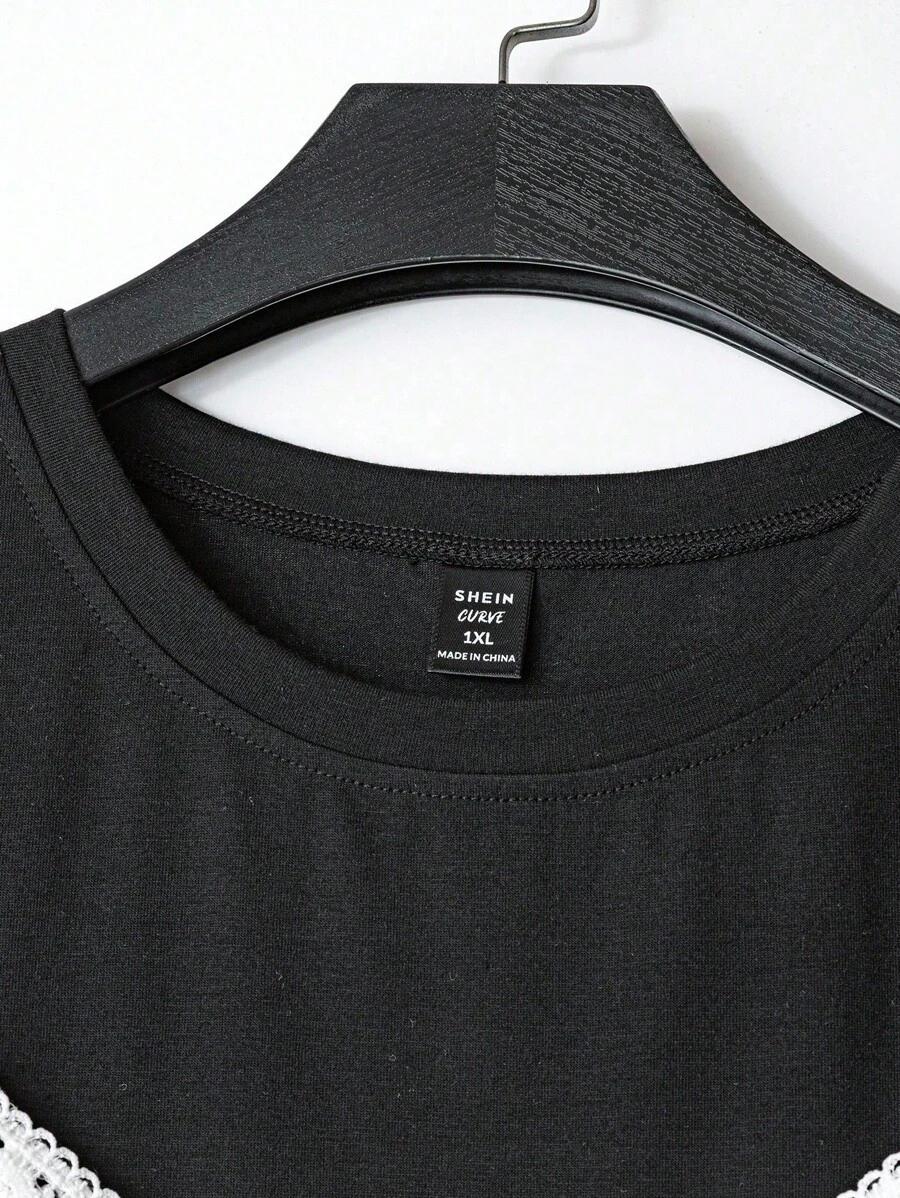 T-SHIRT DAMSKI Z KORONKĄ
