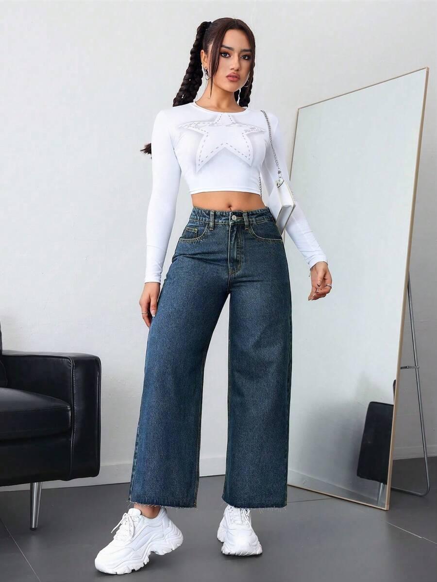 GRANATOWE SPODNIE JEANS