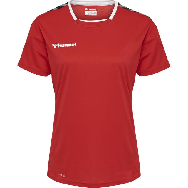 czerwona koszulka treningowa krótki rękaw logo