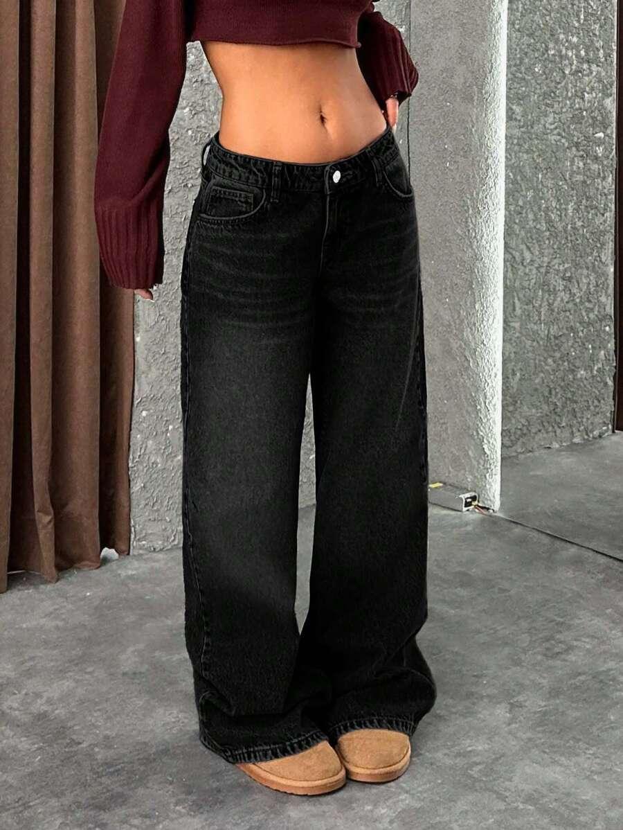 CZARNE SPODNIE JEANS