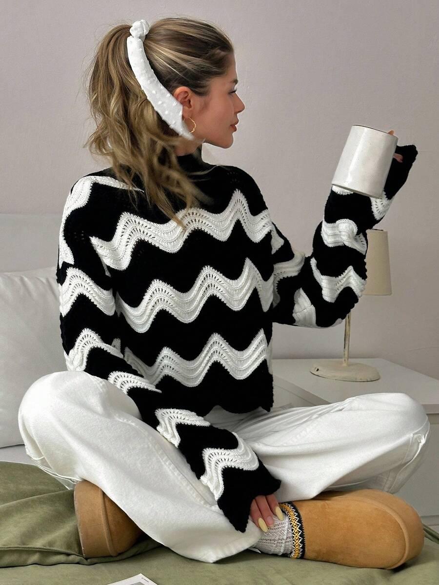 sweter półgolf kontrast