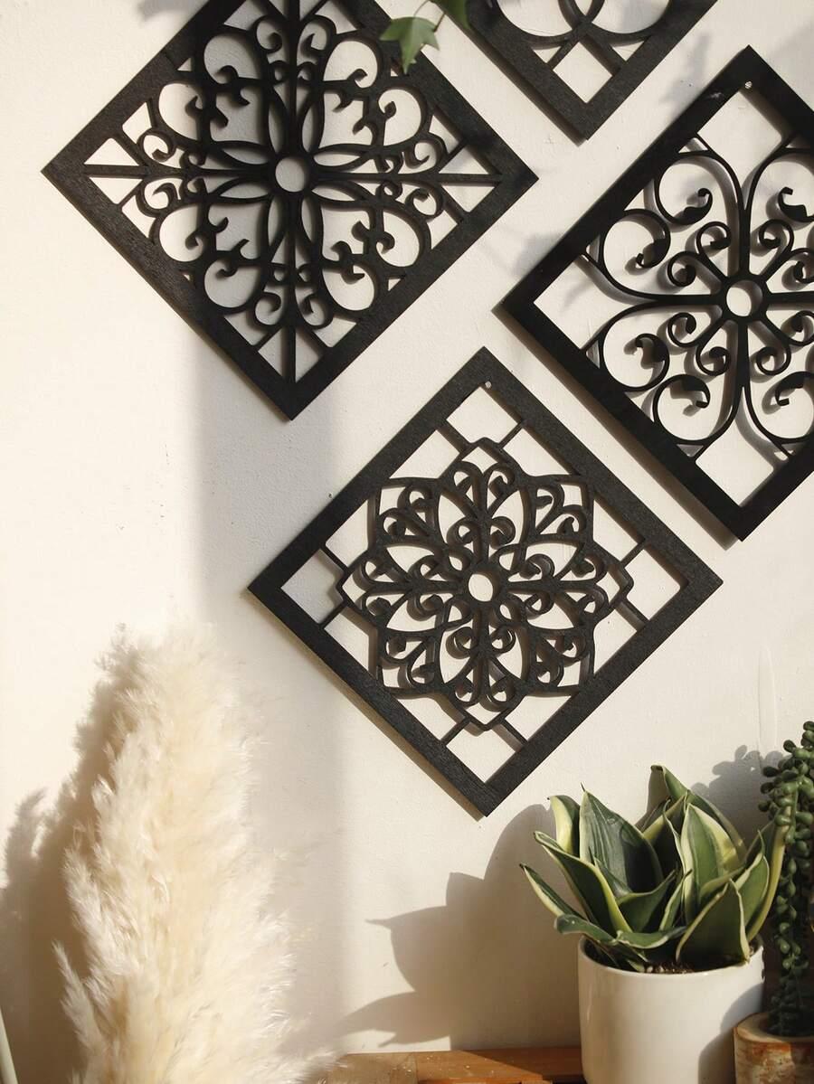 drewniane dekoracje ścienne 4-pack