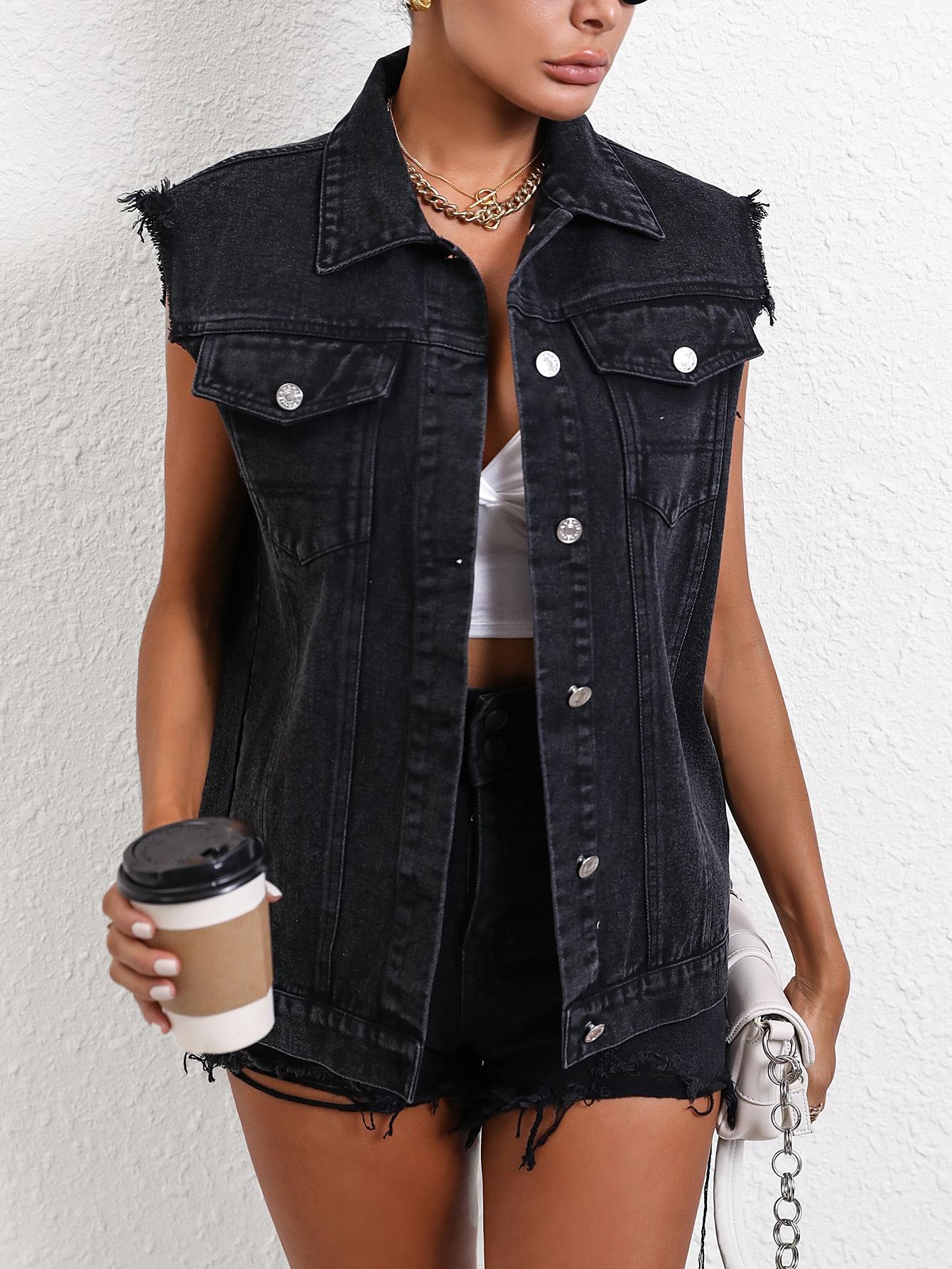 CZARNA KAMIZELKA JEANS