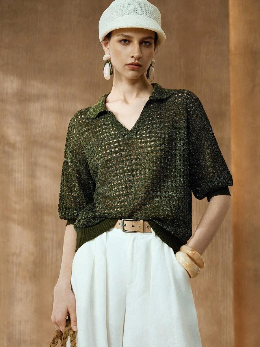 ZIELONY SWETER V-NECK