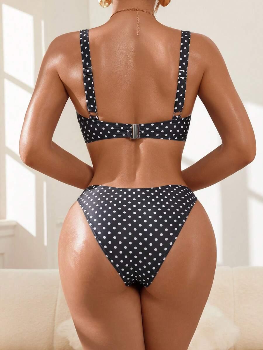 dół od bikini wzór groszki