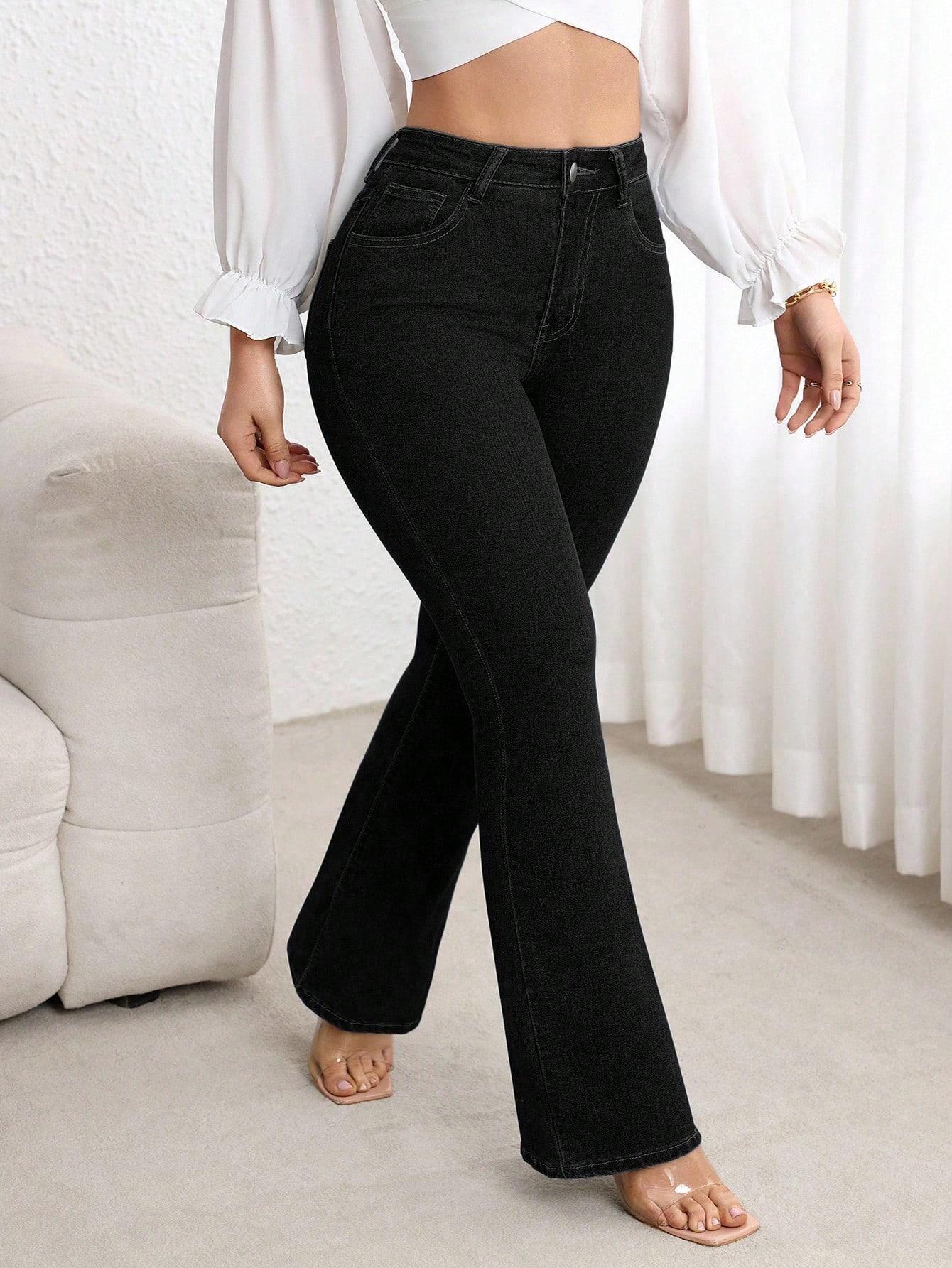 CZARNE SPODNIE JEANS DZWONY