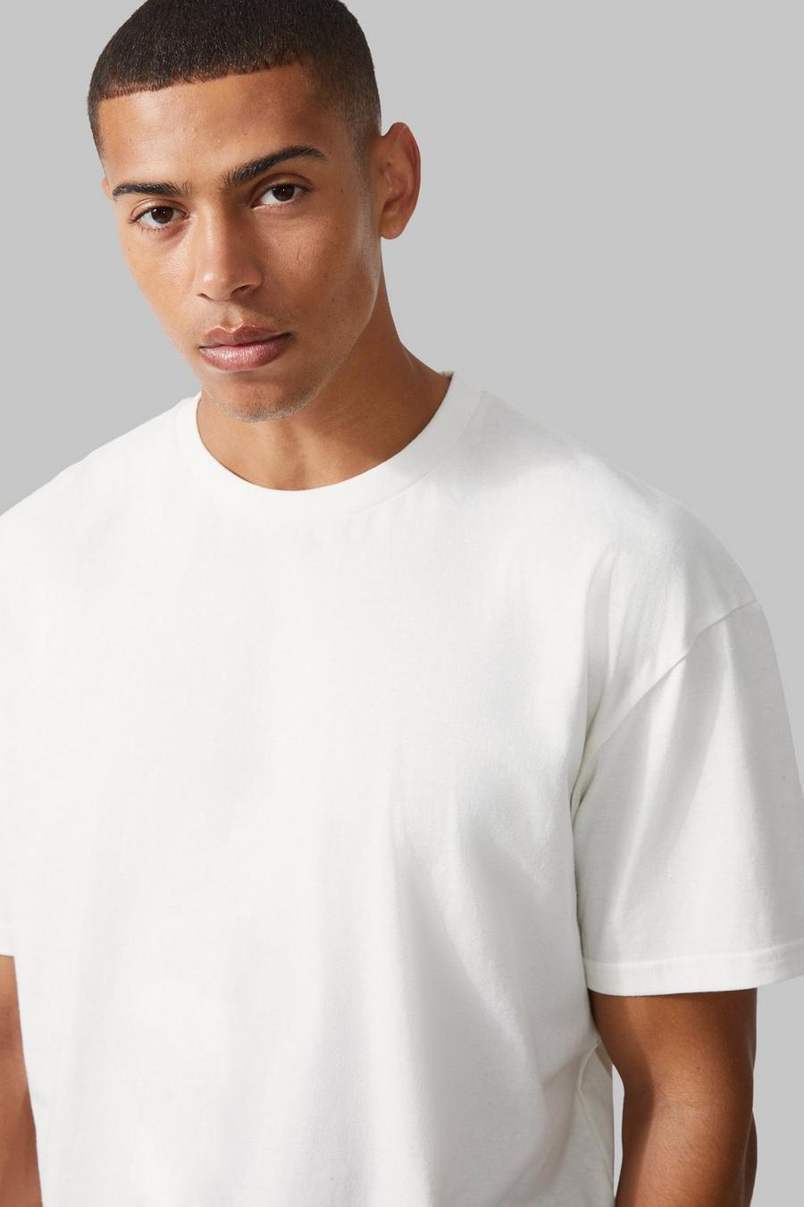 GŁADKI T-SHIRT OVERSIZE ECRU BASIC
