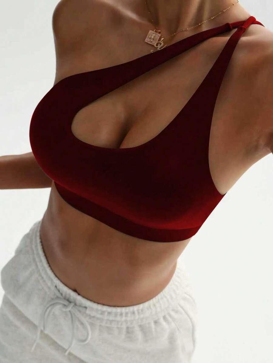 czerwony top asymetria 