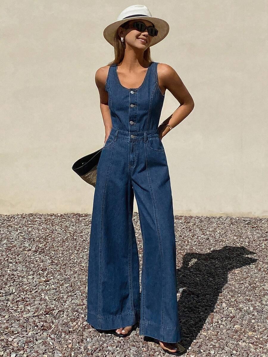 kombinezon bez rękawów jeans