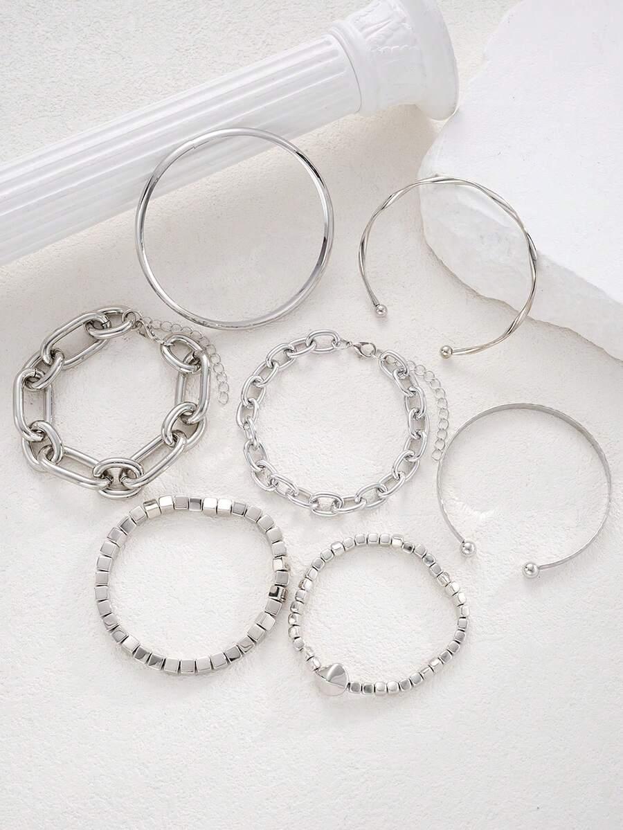 srebrne bransoletki 7-pack