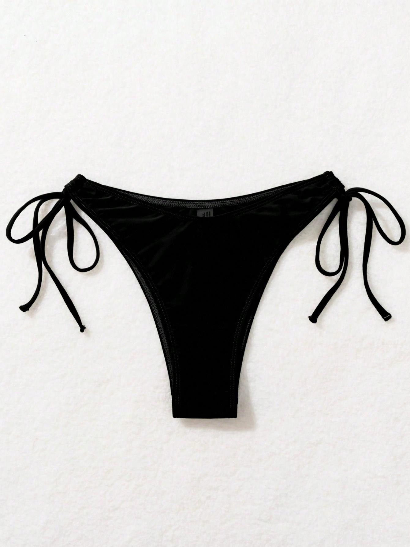 CZARNY DÓŁ OD BIKINI WIĄZANIE