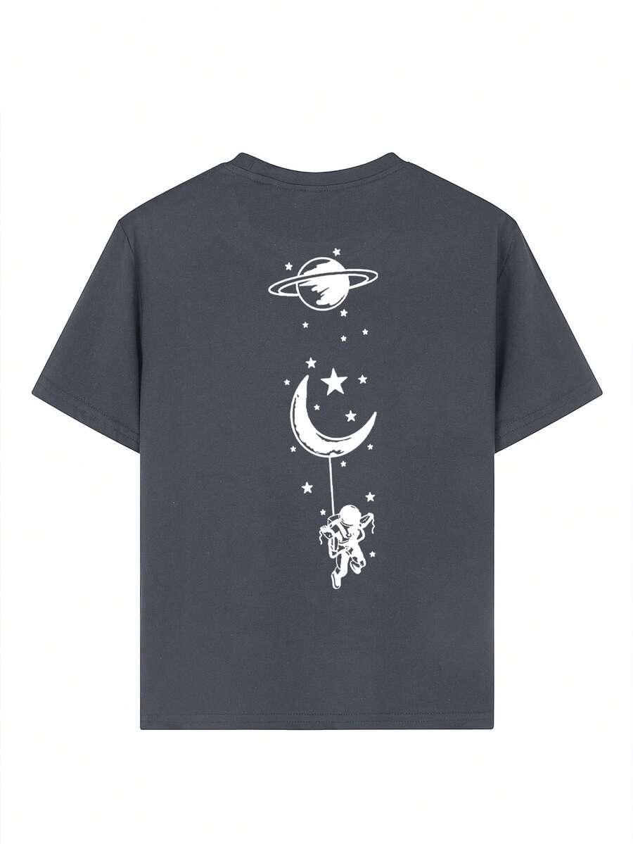 SZARY T-SHIRT NADRUK 