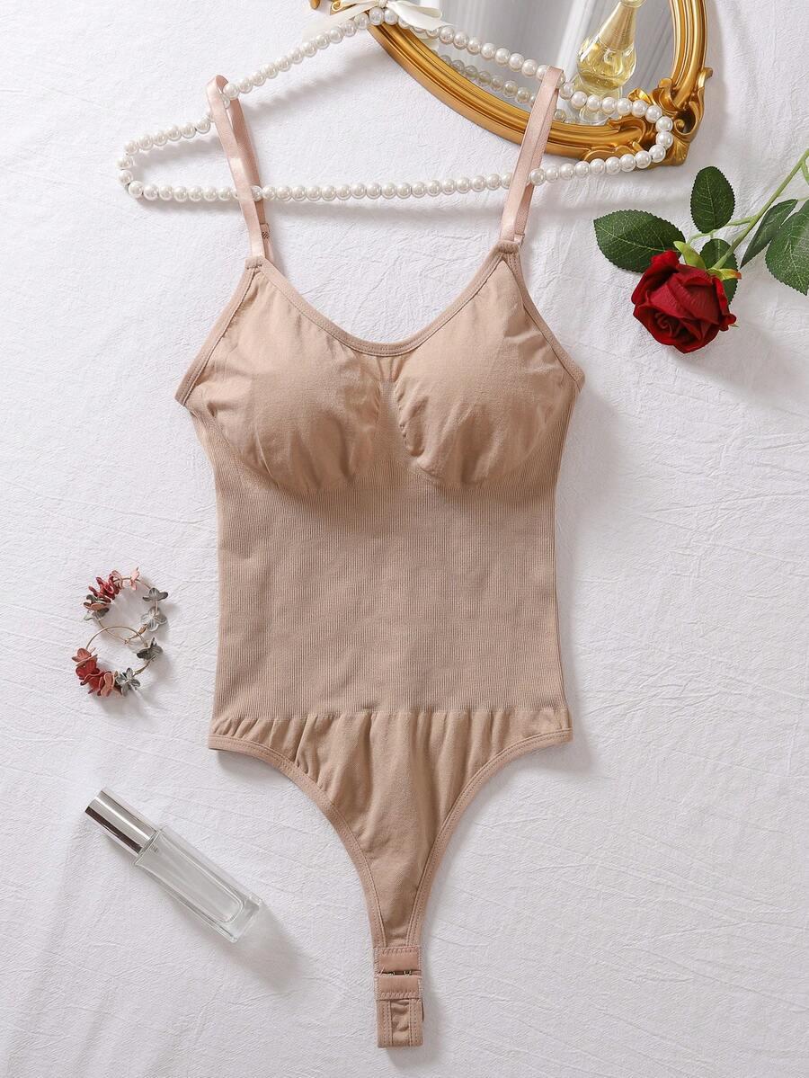 wyszczuplające bezszwowe białe body stringi ramiączka