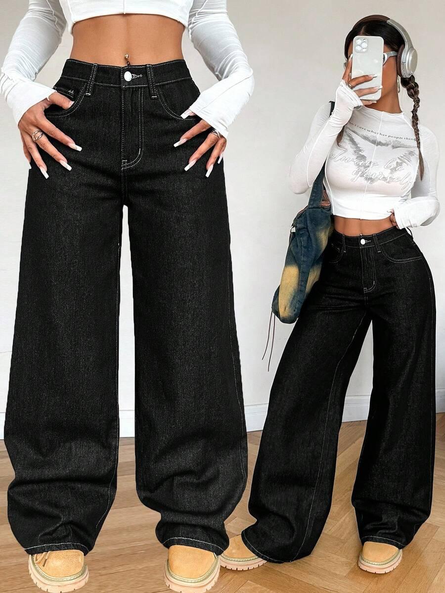 CZARNE SPODNIE JEANS