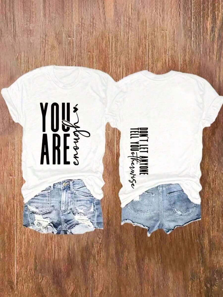 biały t-shirt napisy