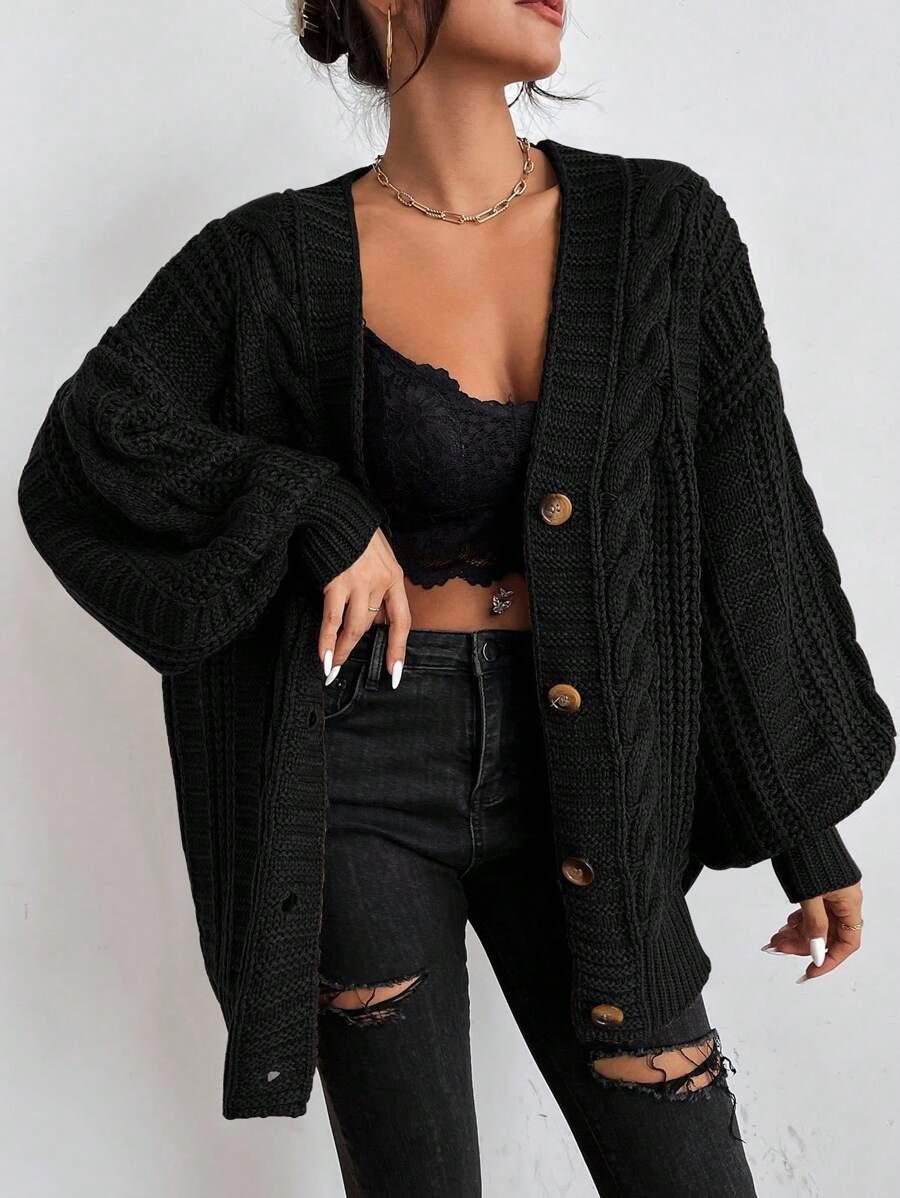 czarny sweter kardigan 