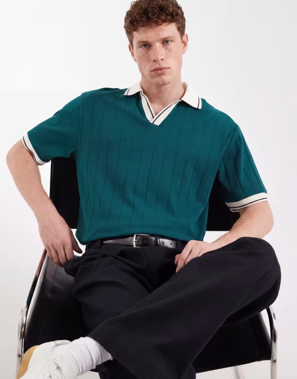 zielona koszula polo kołnierzyk