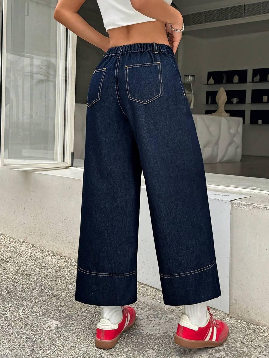 GRANATOWE SPODNIE JEANS