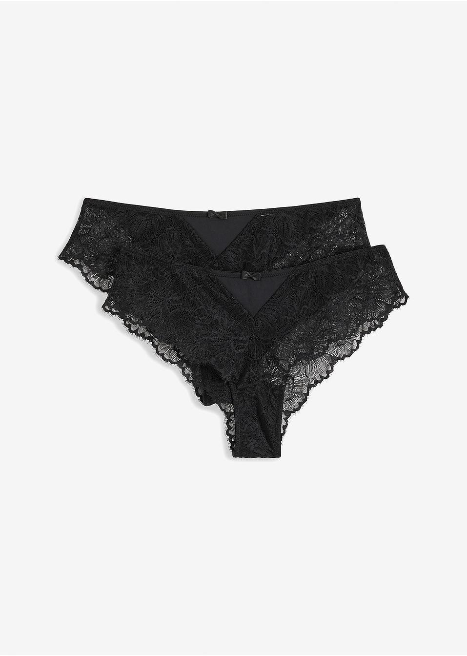 CZARNE KORONKOWE BRAZYLIANY 2-PACK 