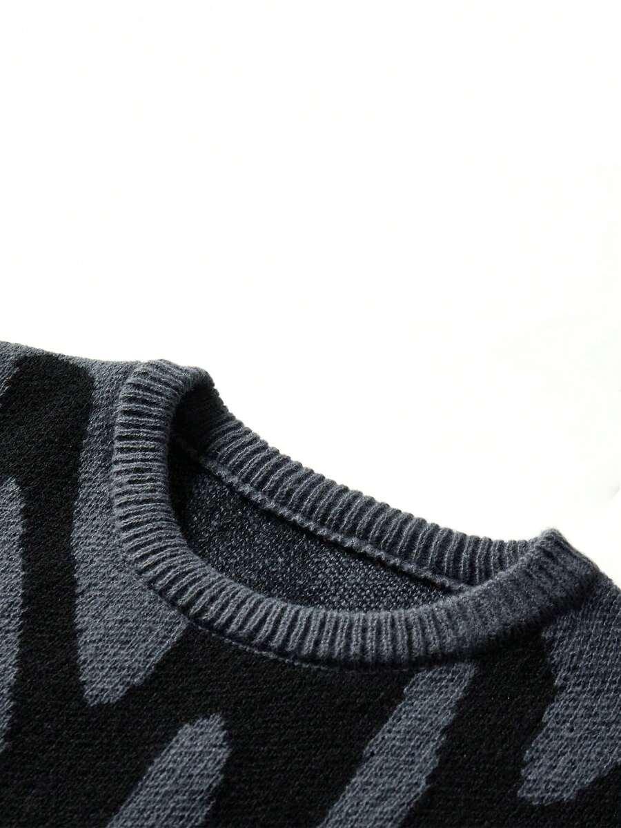 sweter okrągły dekolt wzór