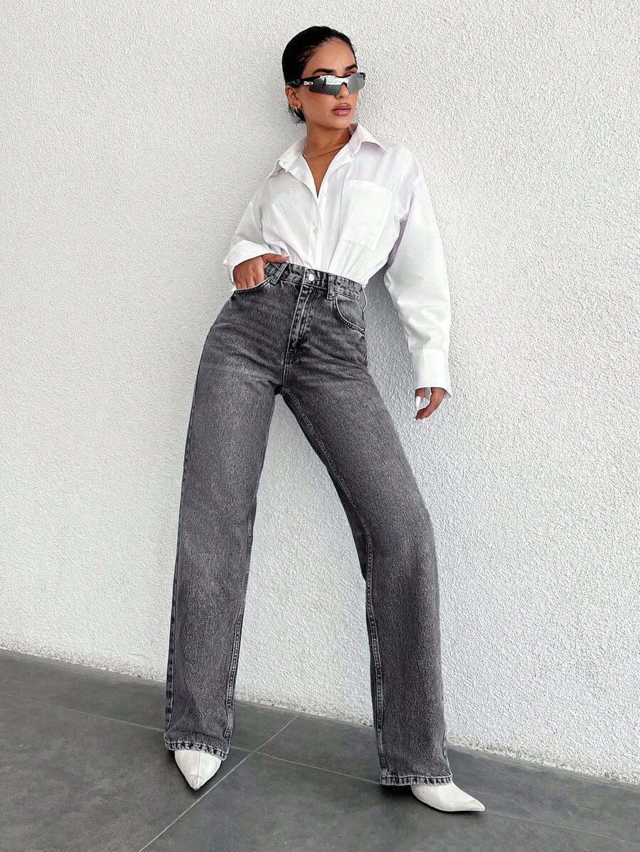 SZARE SPODNIE JEANS 