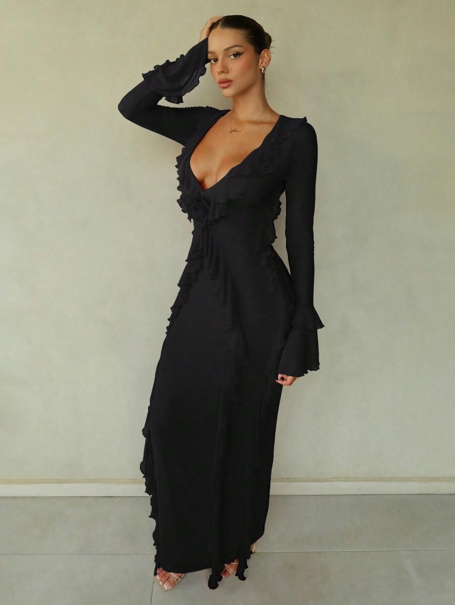 CZARNA MAXI SUKIENKA