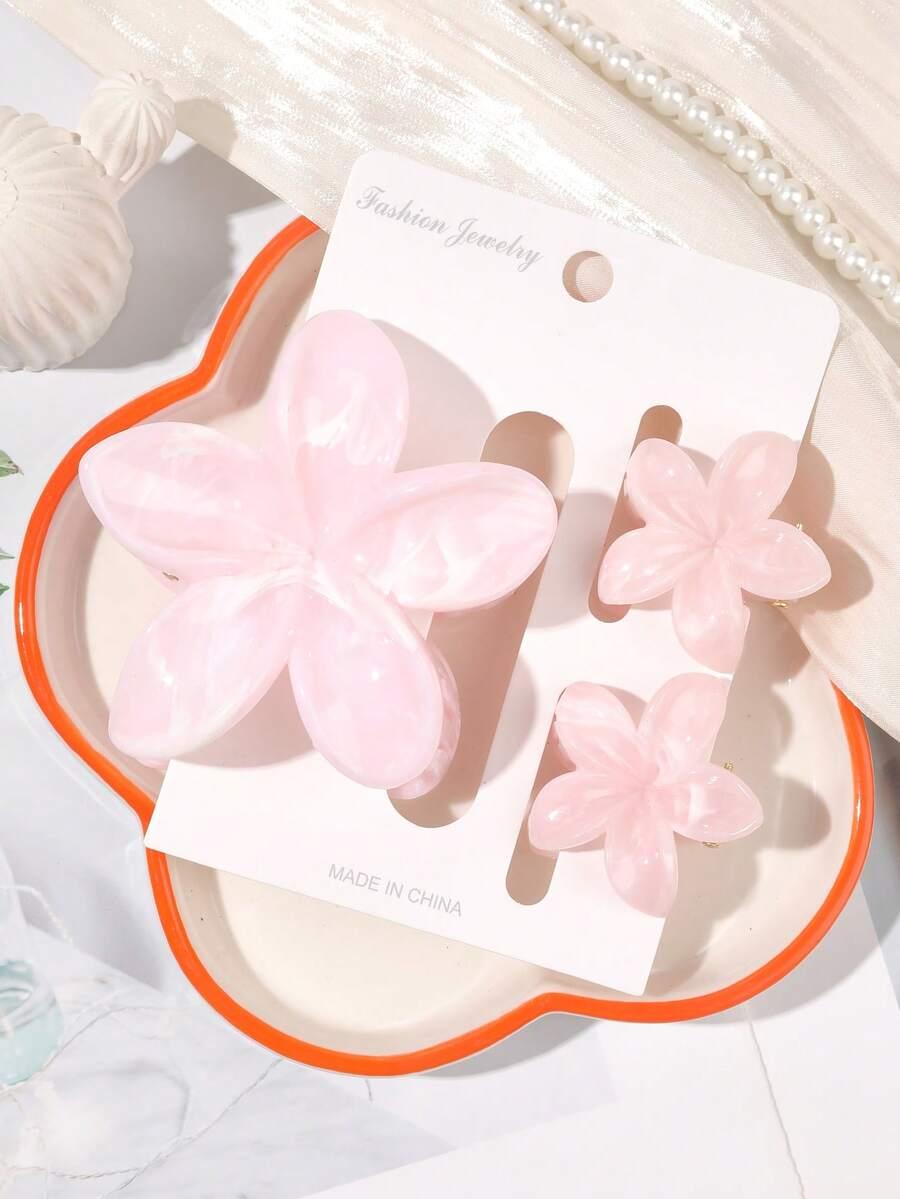 różowe klamry do włosów 3-pack