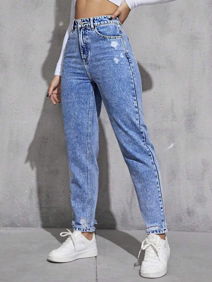 niebieski spodnie jeans wysoki stan
