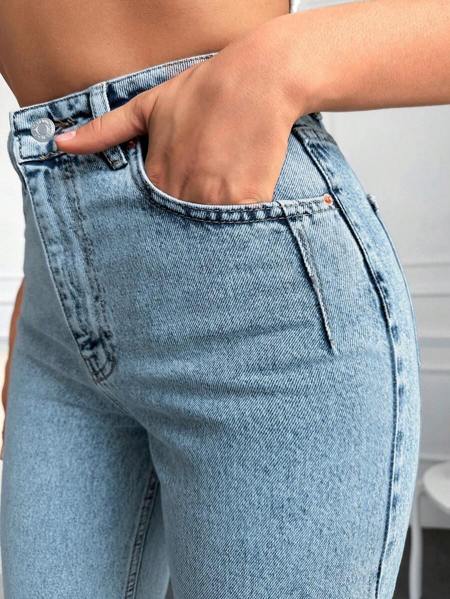 NIEBIESKIE SPODNIE JEANS WYSOKI STAN 