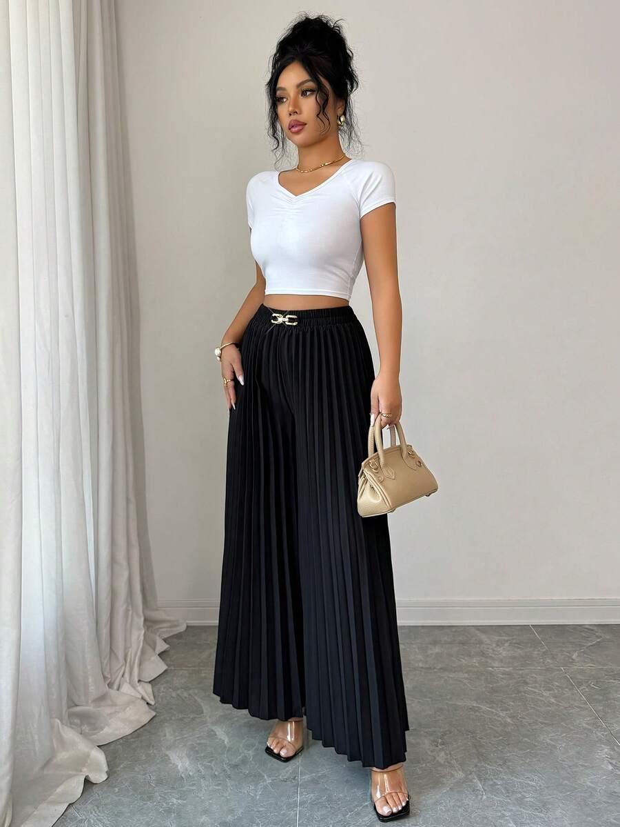 CZARNE ELEGANCKIE SPODNIE