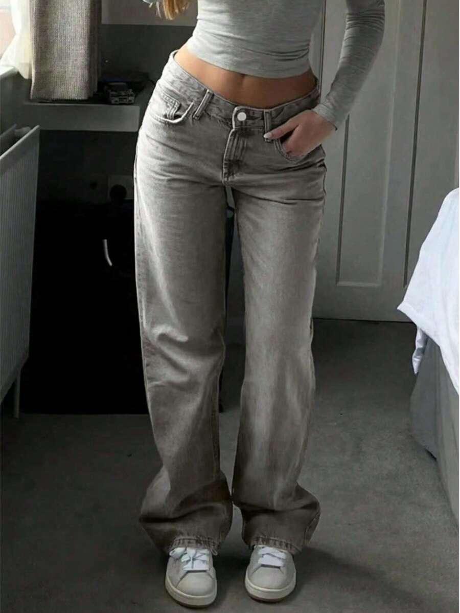 SZARE SPODNIE JEANS