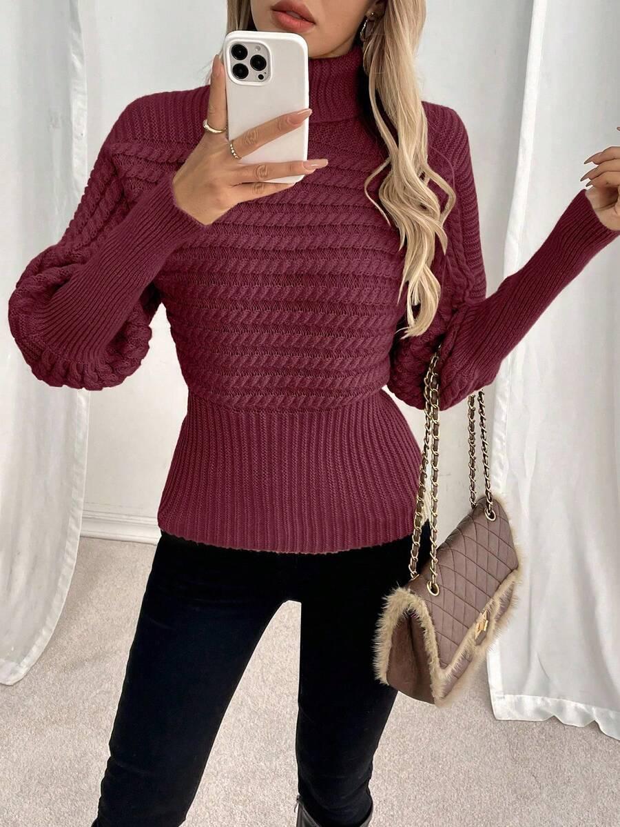 bordowy sweter golf