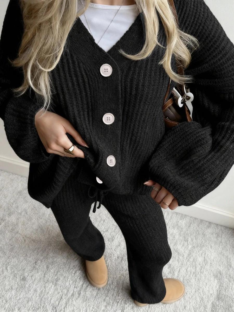 SWETER SPODNIE KOMPLET DZIANINA