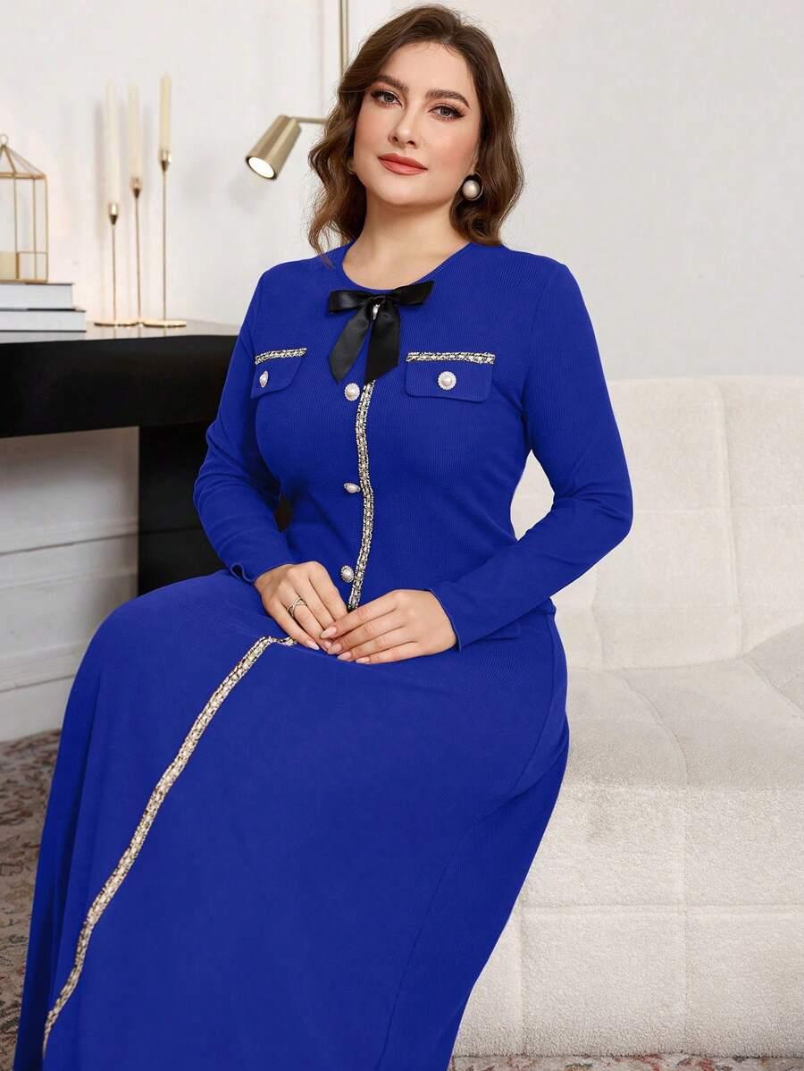 NIEBIESKA MAXI SUKIENKA GUZIKI