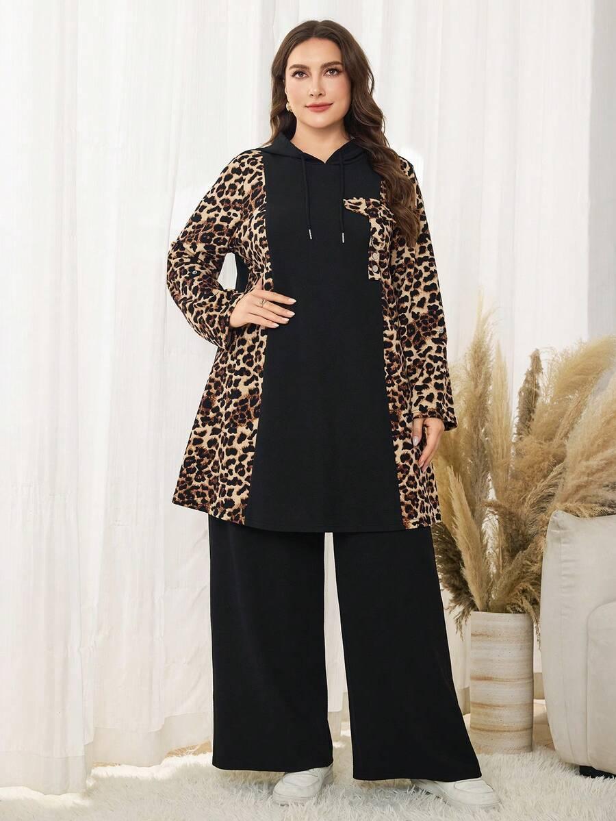 komplet spodnie bluzka animal print