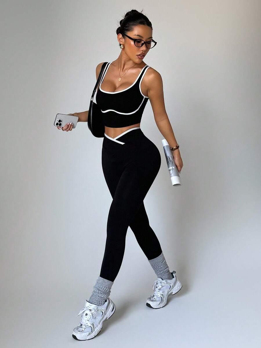 TOP LEGGINSY KOMPLET SPORTOWY