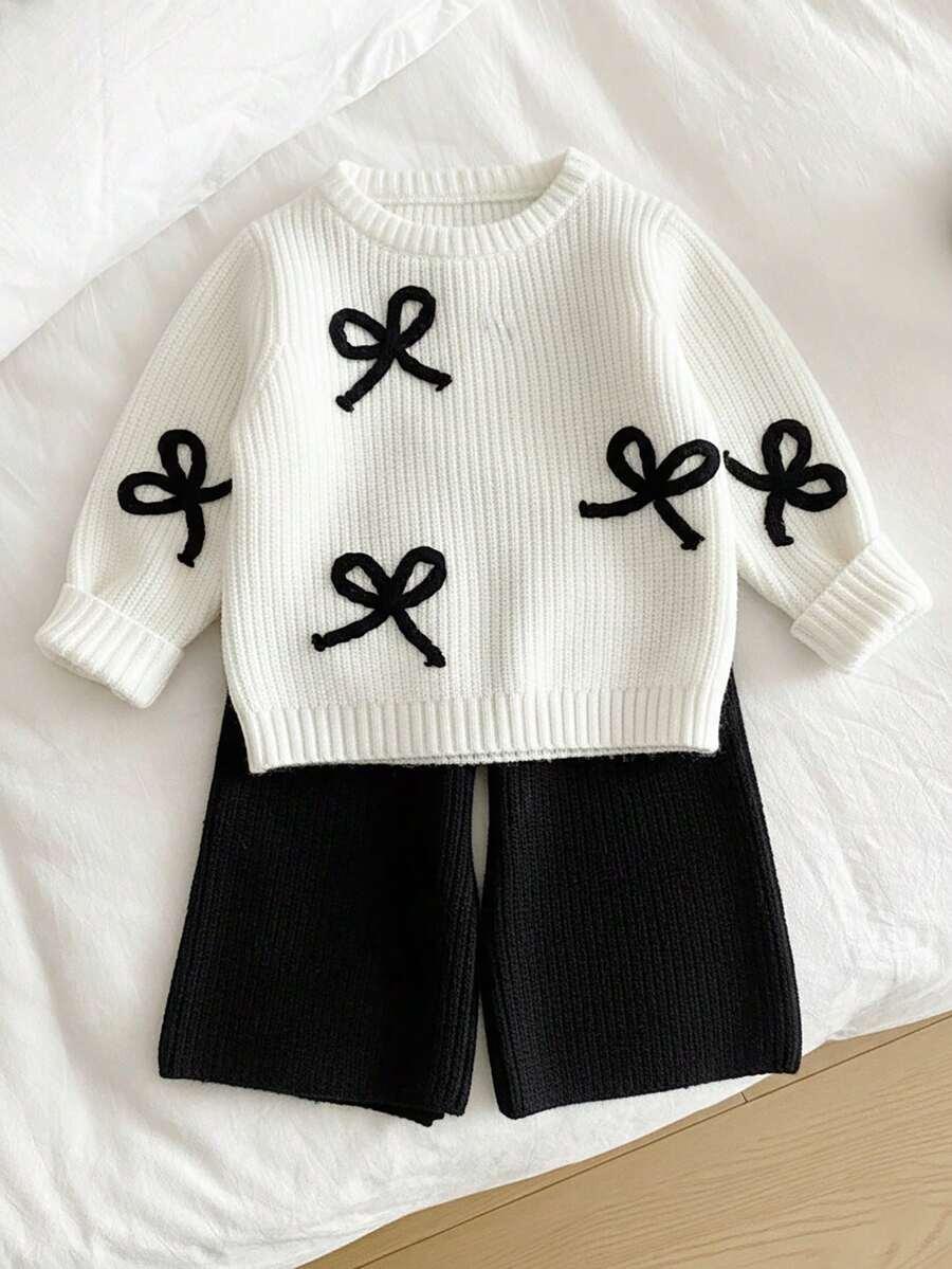 DZIANINOWY KOMPLET SWETER SPODNIE