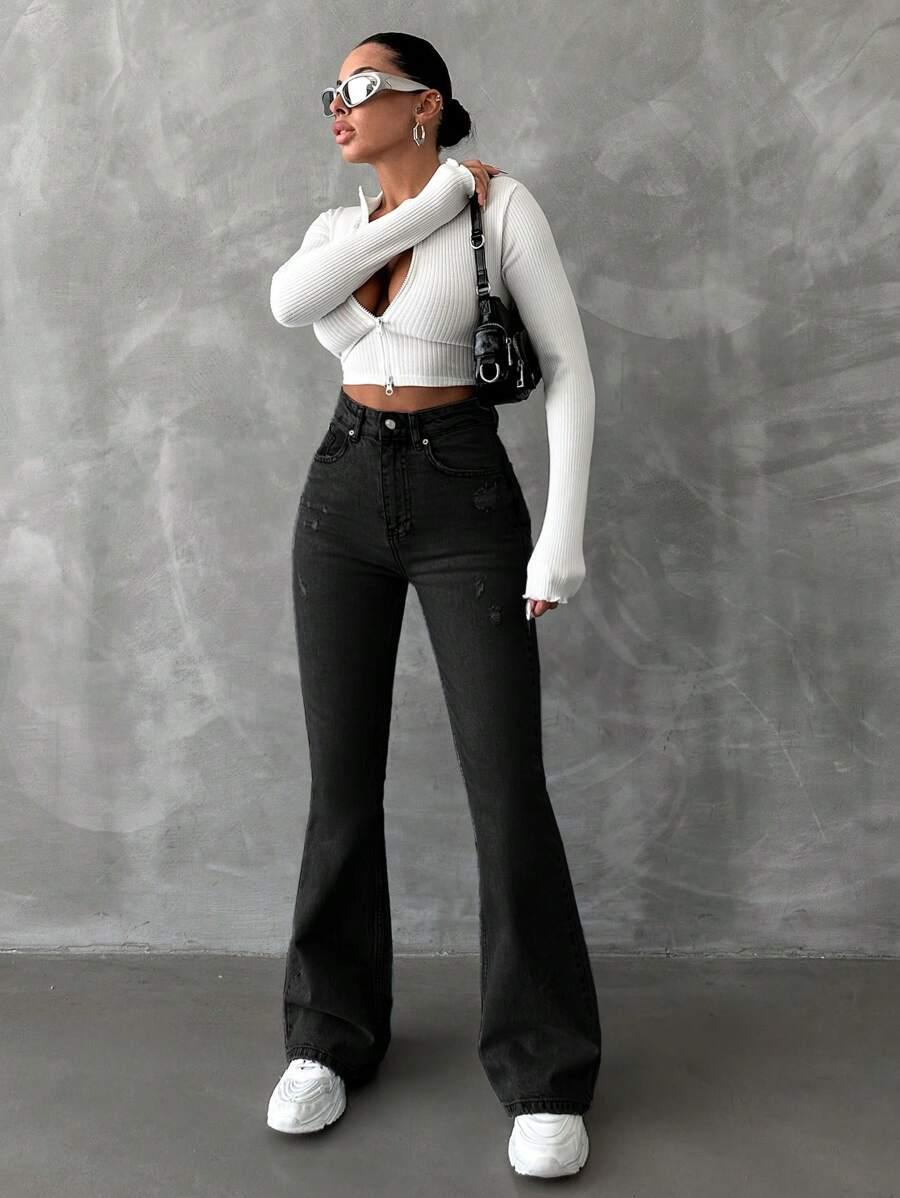 CZARNE SPODNIE JEANS