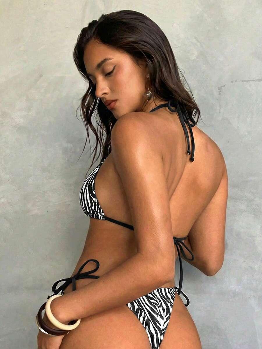 dwuczęściowy strój kąpielowy animal print