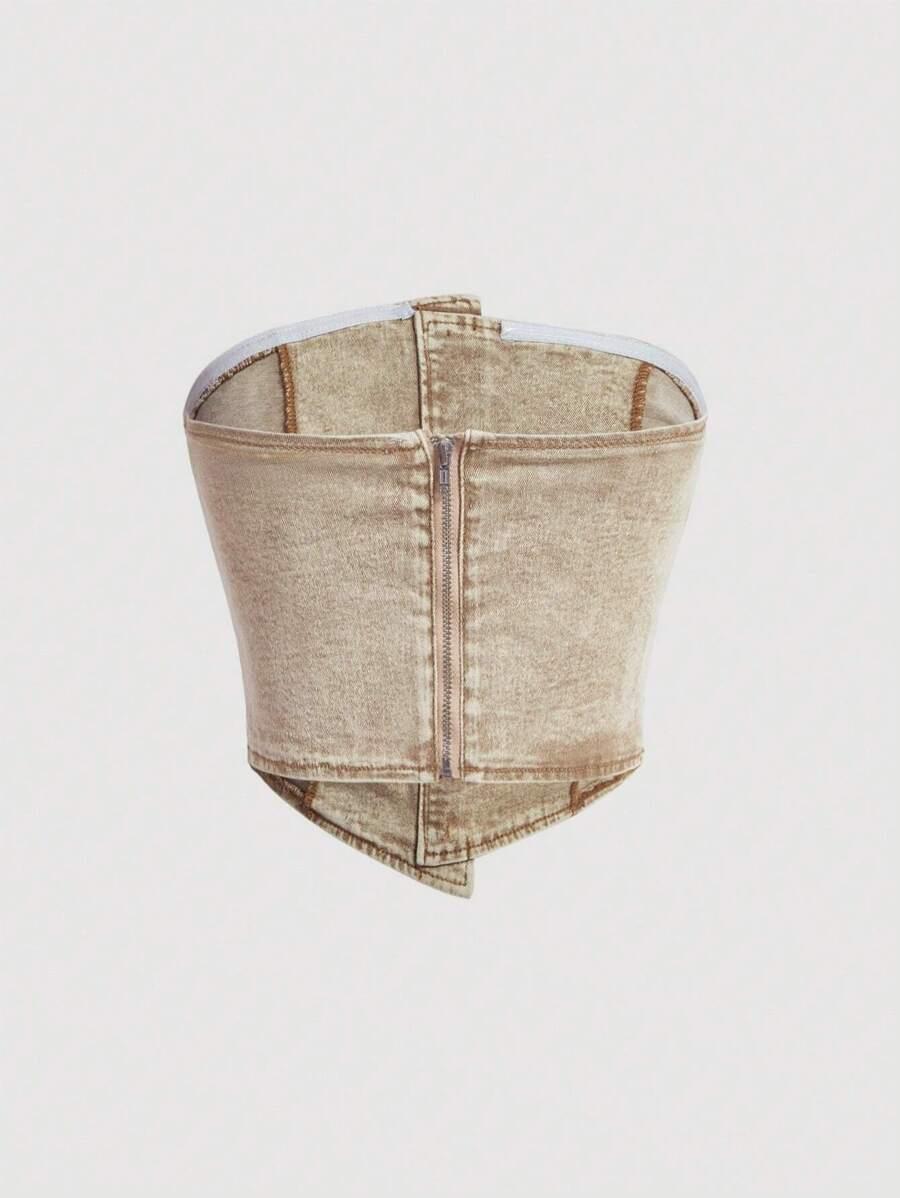 beżowy top jeans