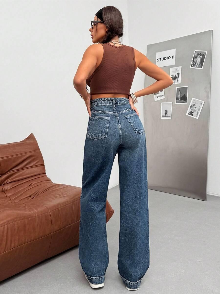 SPODNIE JEANSOWE Z WYSOKIM STANEM 