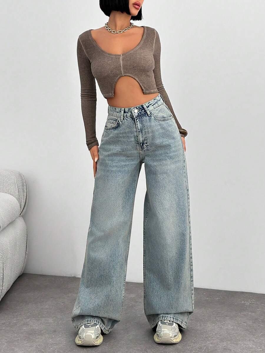 SZEROKIE SPODNIE JEANS VINTAGE